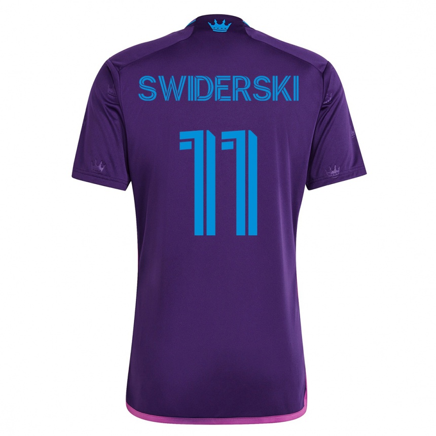 Kinder Fußball Karol Swiderski #11 Violett Auswärtstrikot Trikot 2023/24 T-Shirt Luxemburg