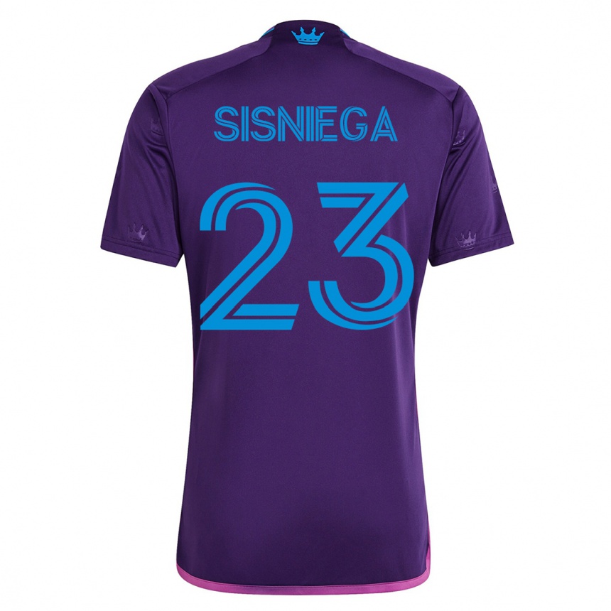 Kinder Fußball Pablo Sisniega #23 Violett Auswärtstrikot Trikot 2023/24 T-Shirt Luxemburg
