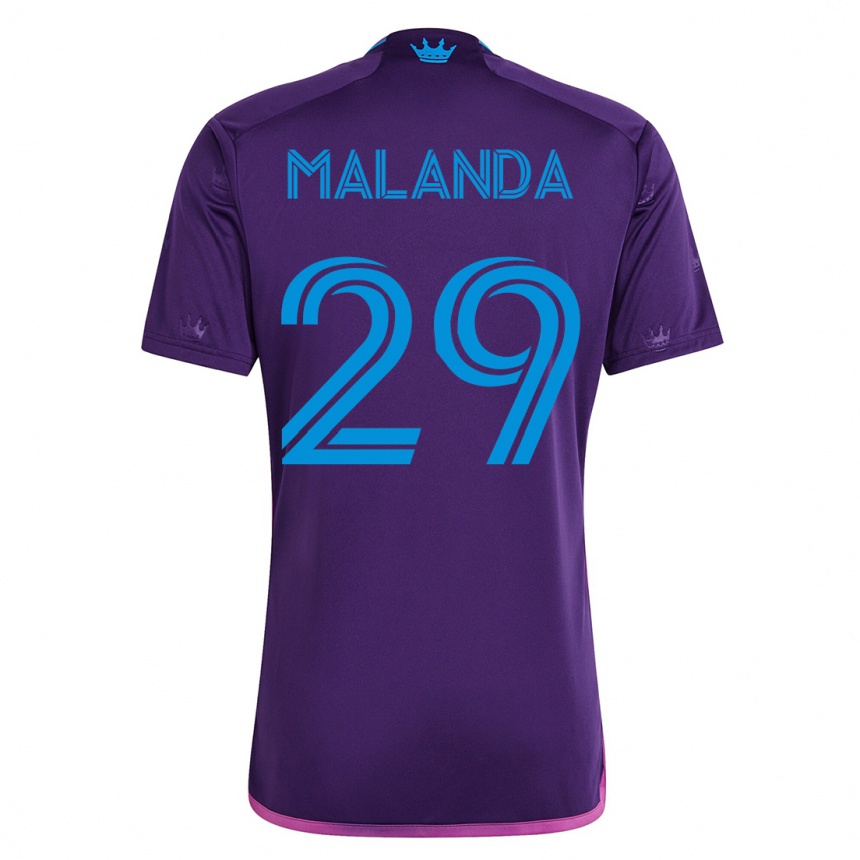 Kinder Fußball Adilson Malanda #29 Violett Auswärtstrikot Trikot 2023/24 T-Shirt Luxemburg