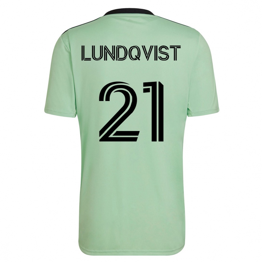 Kinder Fußball Adam Lundqvist #21 Hellgrün Auswärtstrikot Trikot 2023/24 T-Shirt Luxemburg