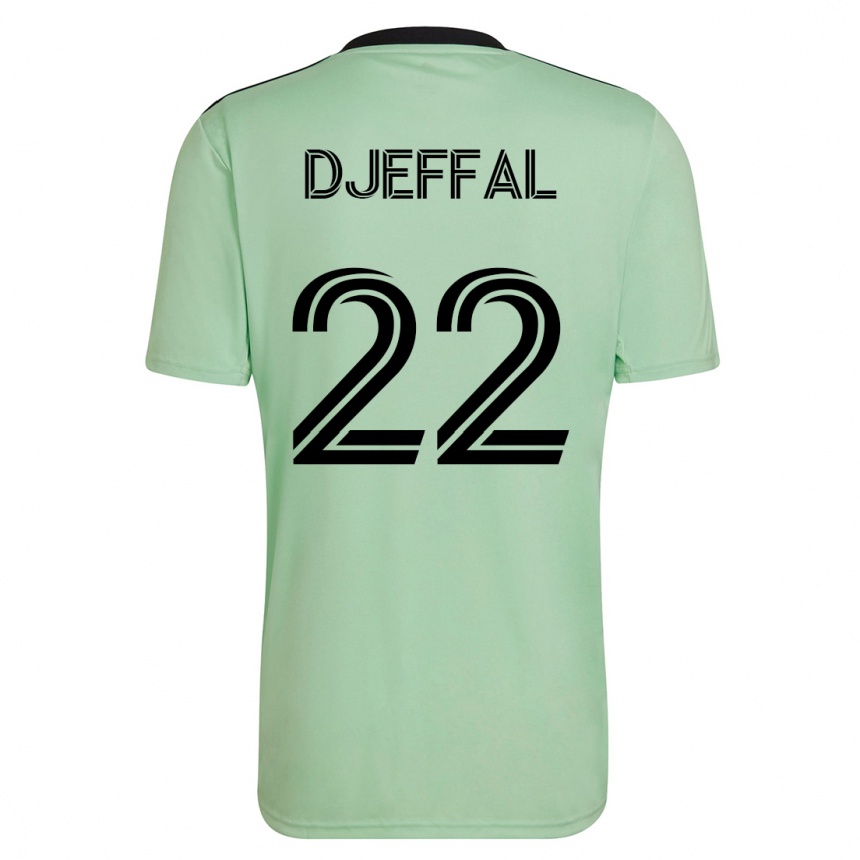 Kinder Fußball Sofiane Djeffal #22 Hellgrün Auswärtstrikot Trikot 2023/24 T-Shirt Luxemburg