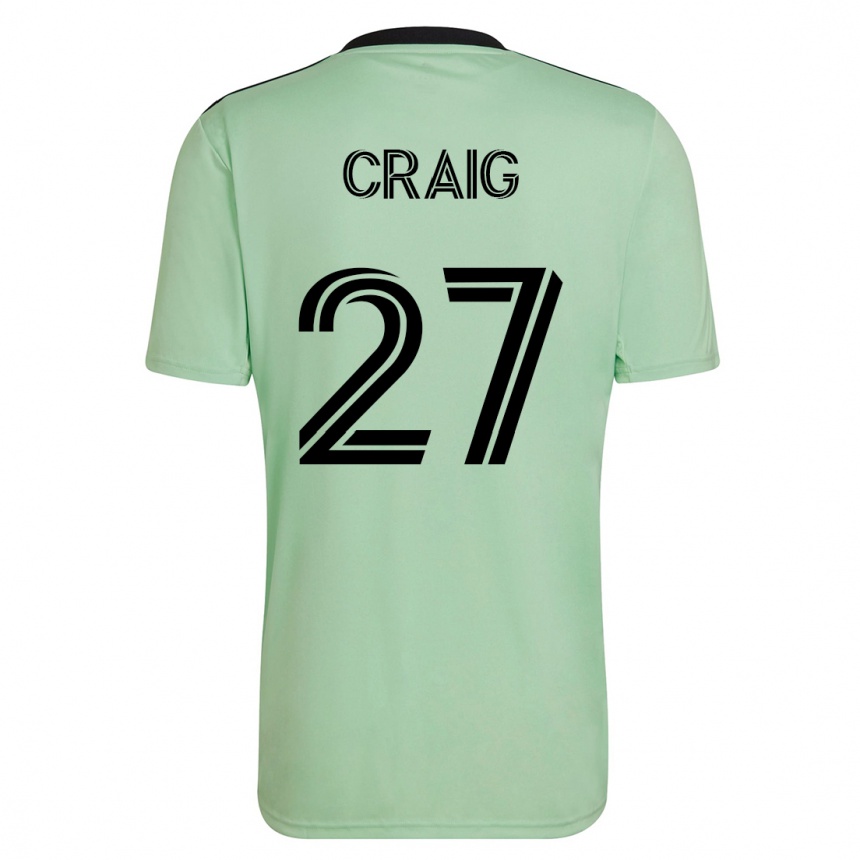 Kinder Fußball Brandan Craig #27 Hellgrün Auswärtstrikot Trikot 2023/24 T-Shirt Luxemburg