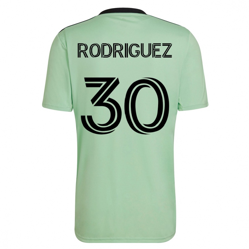 Kinder Fußball Memo Rodríguez #30 Hellgrün Auswärtstrikot Trikot 2023/24 T-Shirt Luxemburg