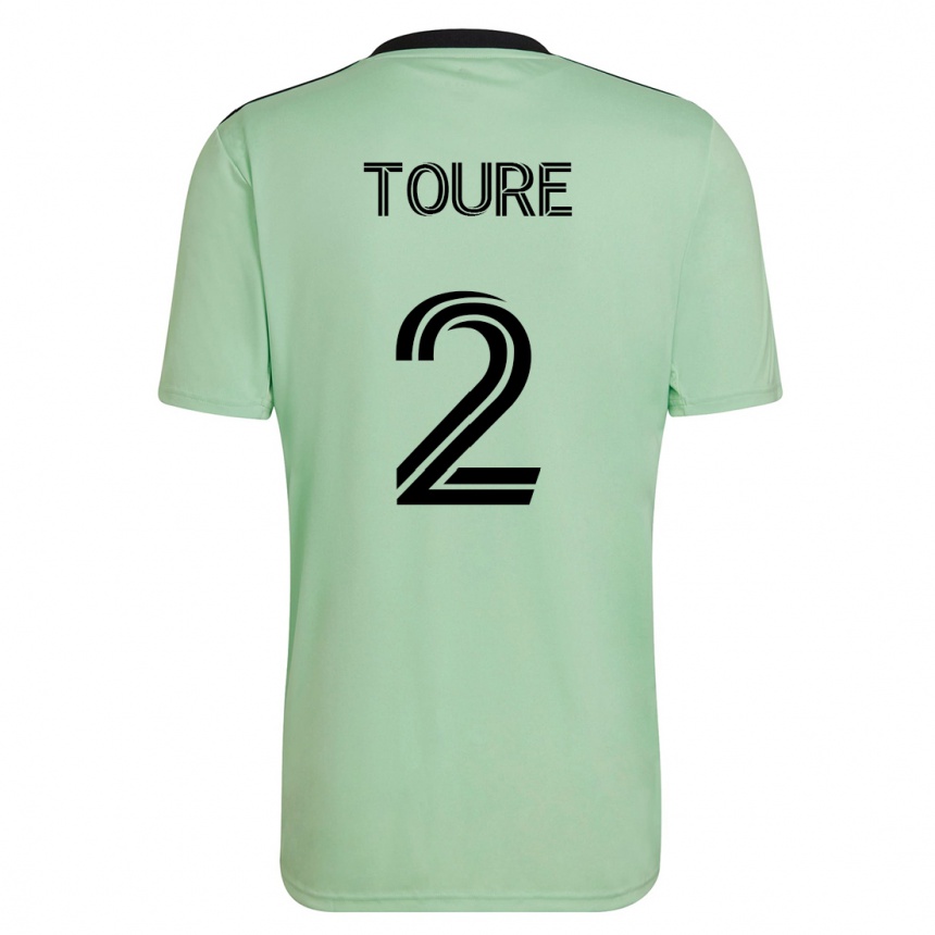 Kinder Fußball Cheick Touré #2 Hellgrün Auswärtstrikot Trikot 2023/24 T-Shirt Luxemburg
