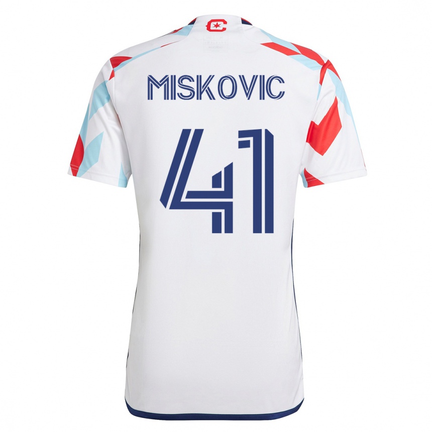 Kinder Fußball Mihajlo Miskovic #41 Weiß Blau Auswärtstrikot Trikot 2023/24 T-Shirt Luxemburg