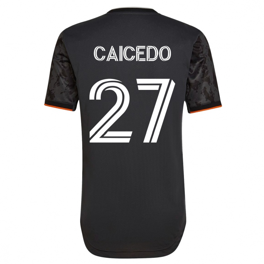 Kinder Fußball Luis Caicedo #27 Schwarz Auswärtstrikot Trikot 2023/24 T-Shirt Luxemburg