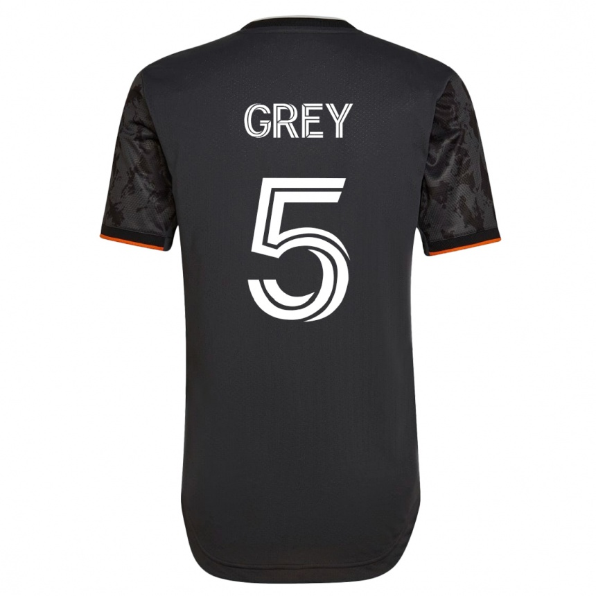 Kinder Fußball Omar Grey #5 Schwarz Auswärtstrikot Trikot 2023/24 T-Shirt Luxemburg