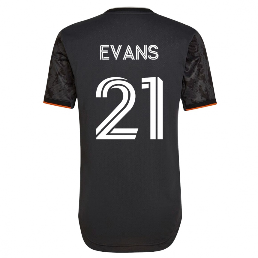 Kinder Fußball Jacob Evans #21 Schwarz Auswärtstrikot Trikot 2023/24 T-Shirt Luxemburg
