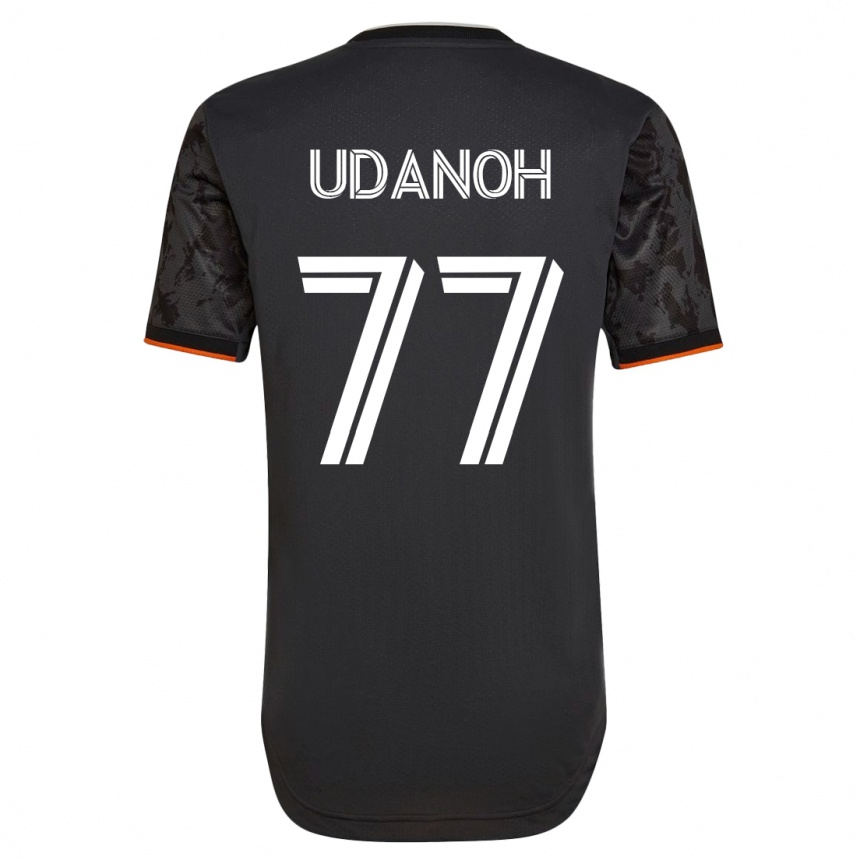 Kinder Fußball Iffy Udanoh #77 Schwarz Auswärtstrikot Trikot 2023/24 T-Shirt Luxemburg