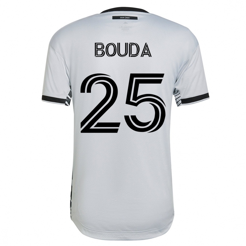 Kinder Fußball Ousseni Bouda #25 Weiß Auswärtstrikot Trikot 2023/24 T-Shirt Luxemburg