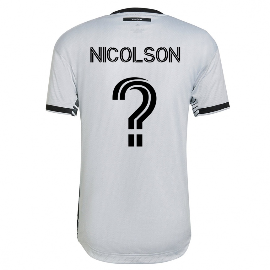 Kinder Fußball John Nicolson #0 Weiß Auswärtstrikot Trikot 2023/24 T-Shirt Luxemburg