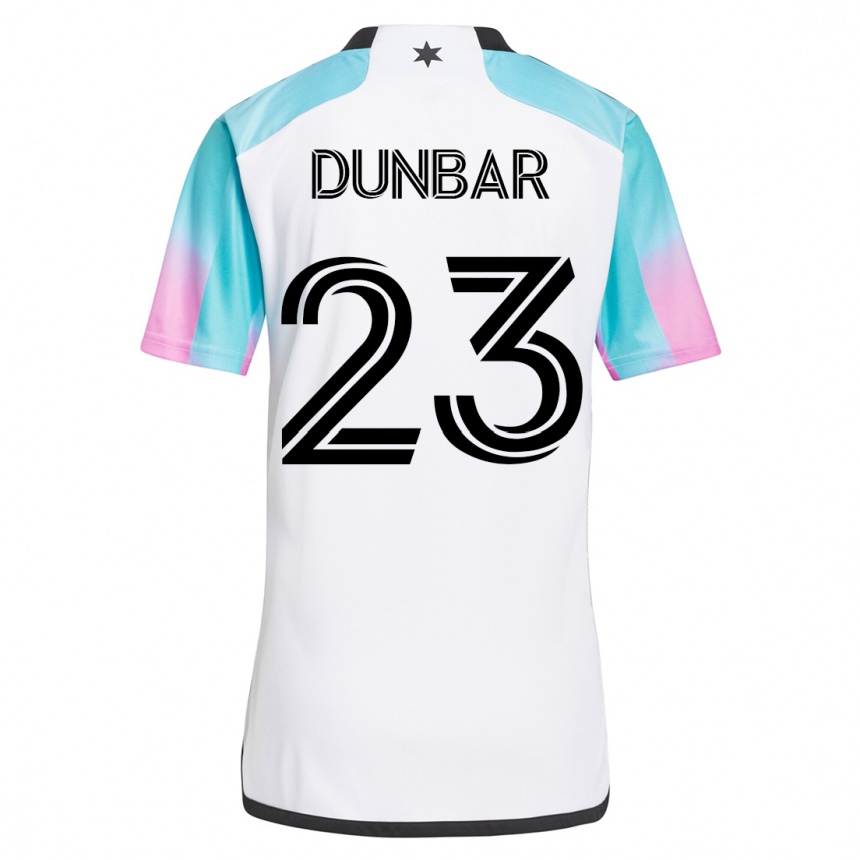 Kinder Fußball Cameron Dunbar #23 Weiß Auswärtstrikot Trikot 2023/24 T-Shirt Luxemburg