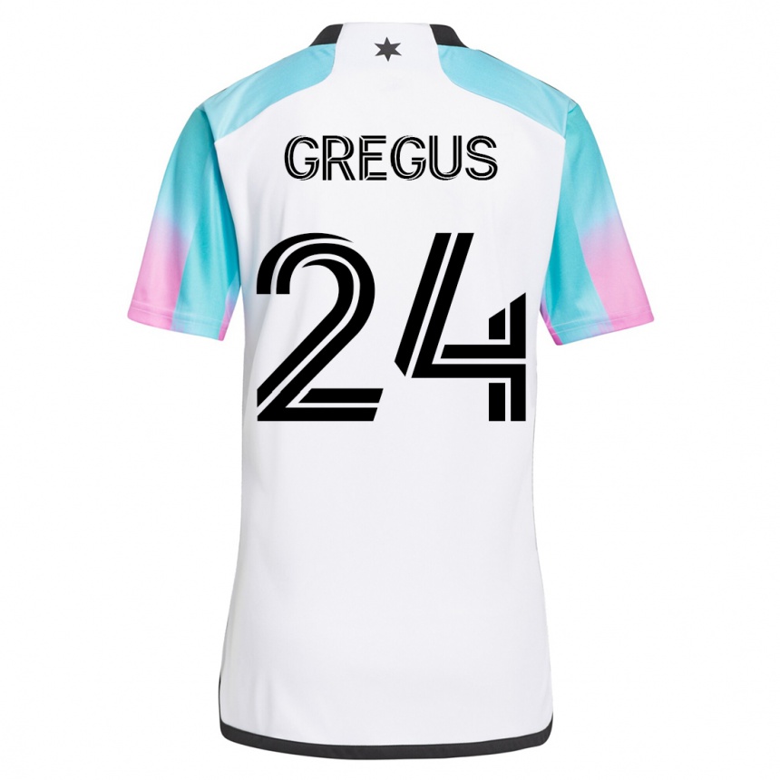 Kinder Fußball Ján Gregus #24 Weiß Auswärtstrikot Trikot 2023/24 T-Shirt Luxemburg