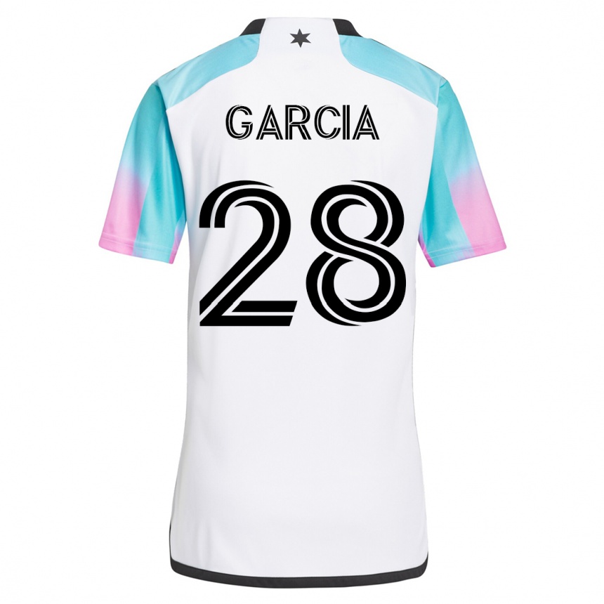Kinder Fußball Mender García #28 Weiß Auswärtstrikot Trikot 2023/24 T-Shirt Luxemburg