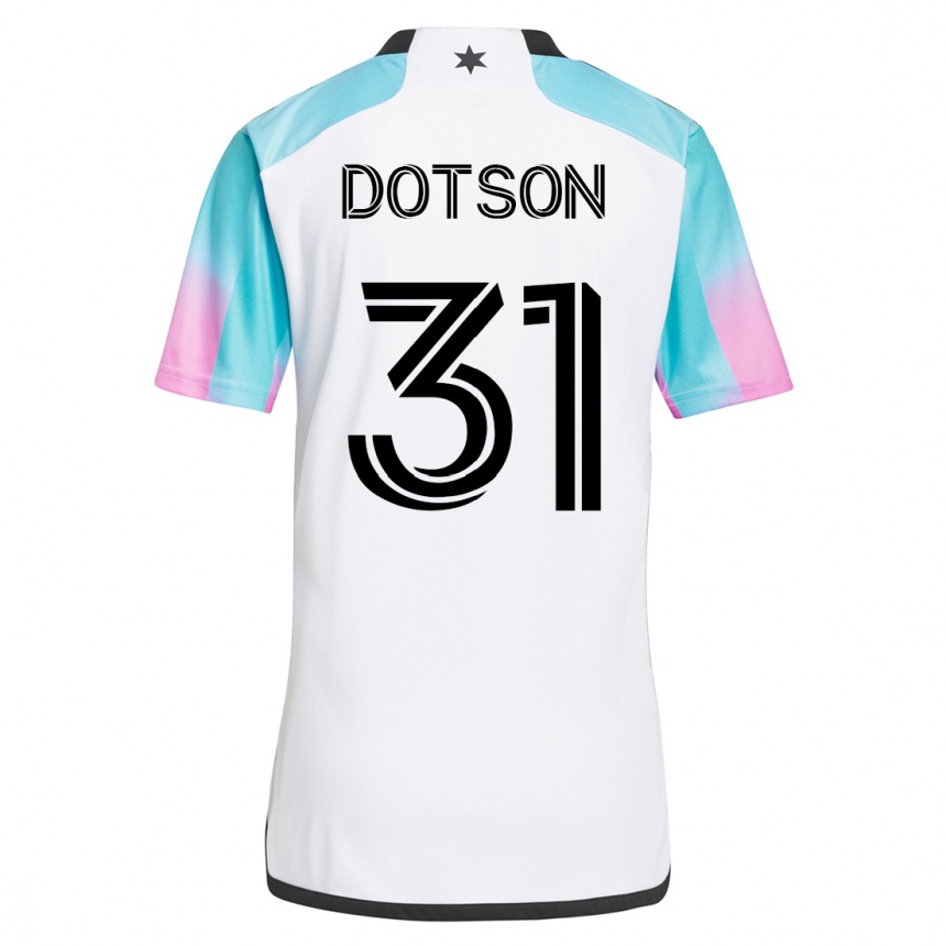 Kinder Fußball Hassani Dotson #31 Weiß Auswärtstrikot Trikot 2023/24 T-Shirt Luxemburg