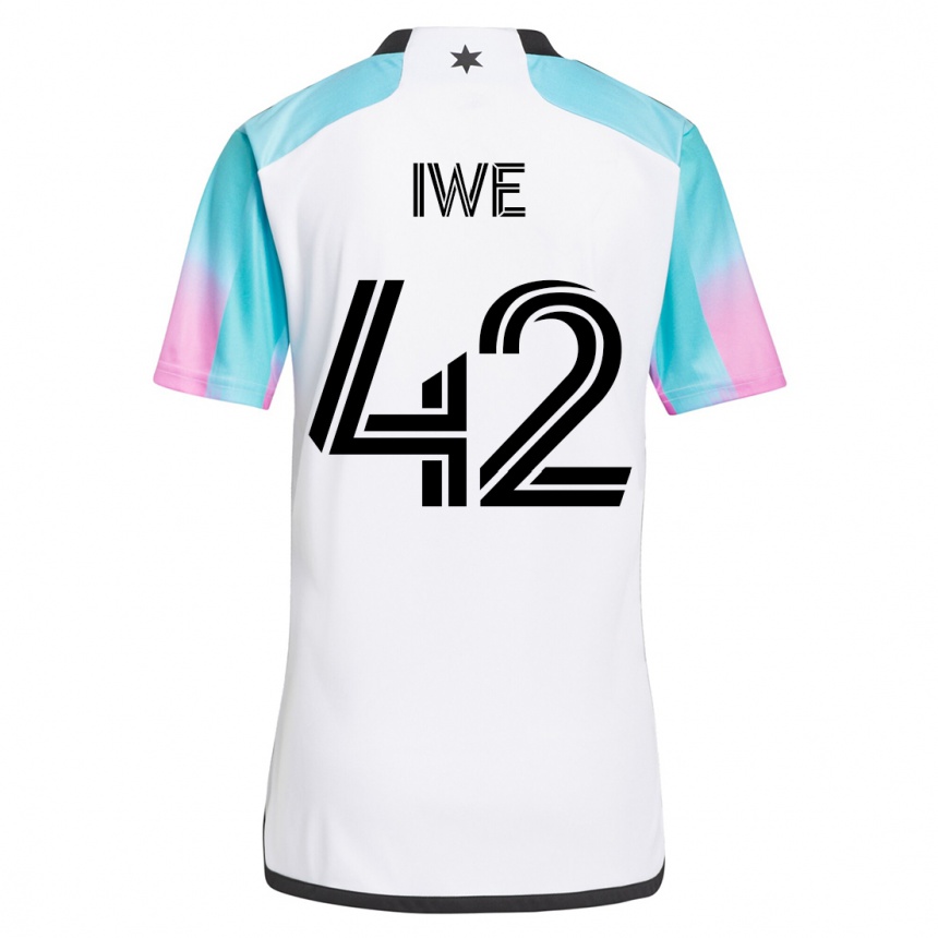 Kinder Fußball Emmanuel Iwe #42 Weiß Auswärtstrikot Trikot 2023/24 T-Shirt Luxemburg