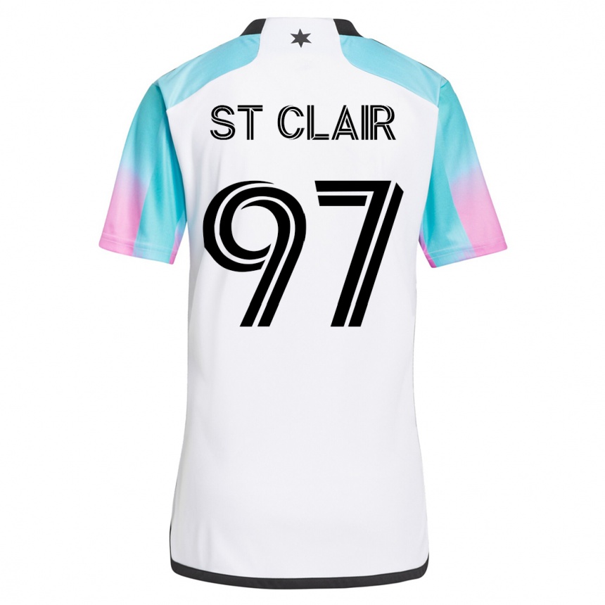 Kinder Fußball Dayne St. Clair #97 Weiß Auswärtstrikot Trikot 2023/24 T-Shirt Luxemburg
