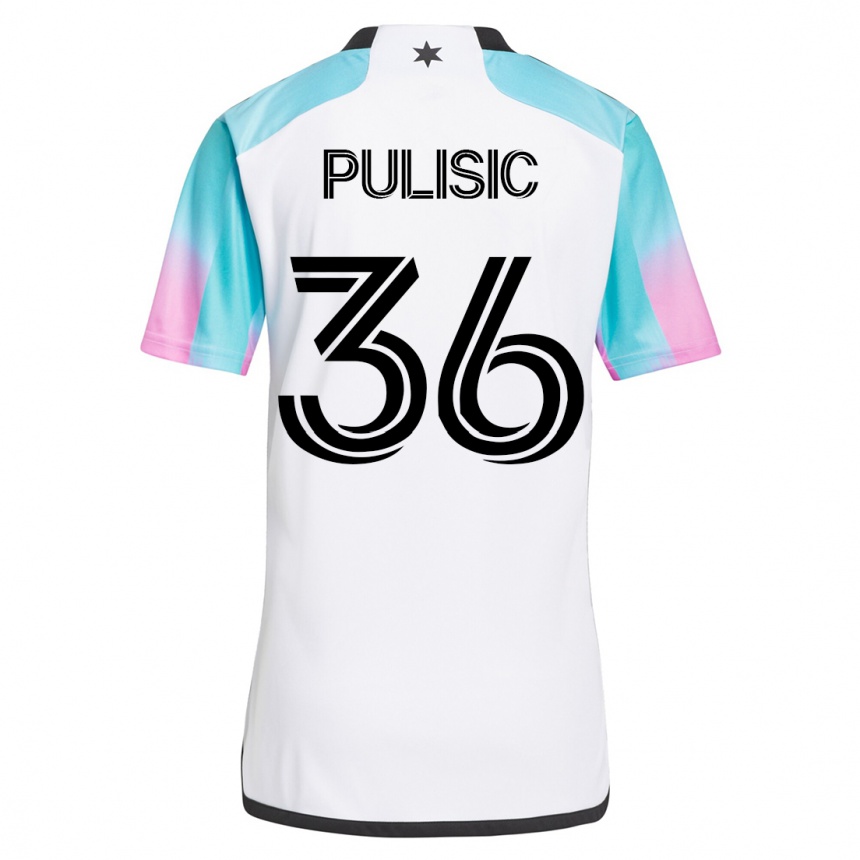 Kinder Fußball Will Pulisic #36 Weiß Auswärtstrikot Trikot 2023/24 T-Shirt Luxemburg