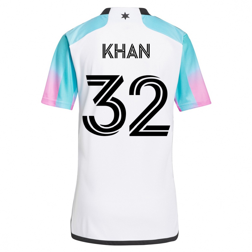 Kinder Fußball Molik Khan #32 Weiß Auswärtstrikot Trikot 2023/24 T-Shirt Luxemburg