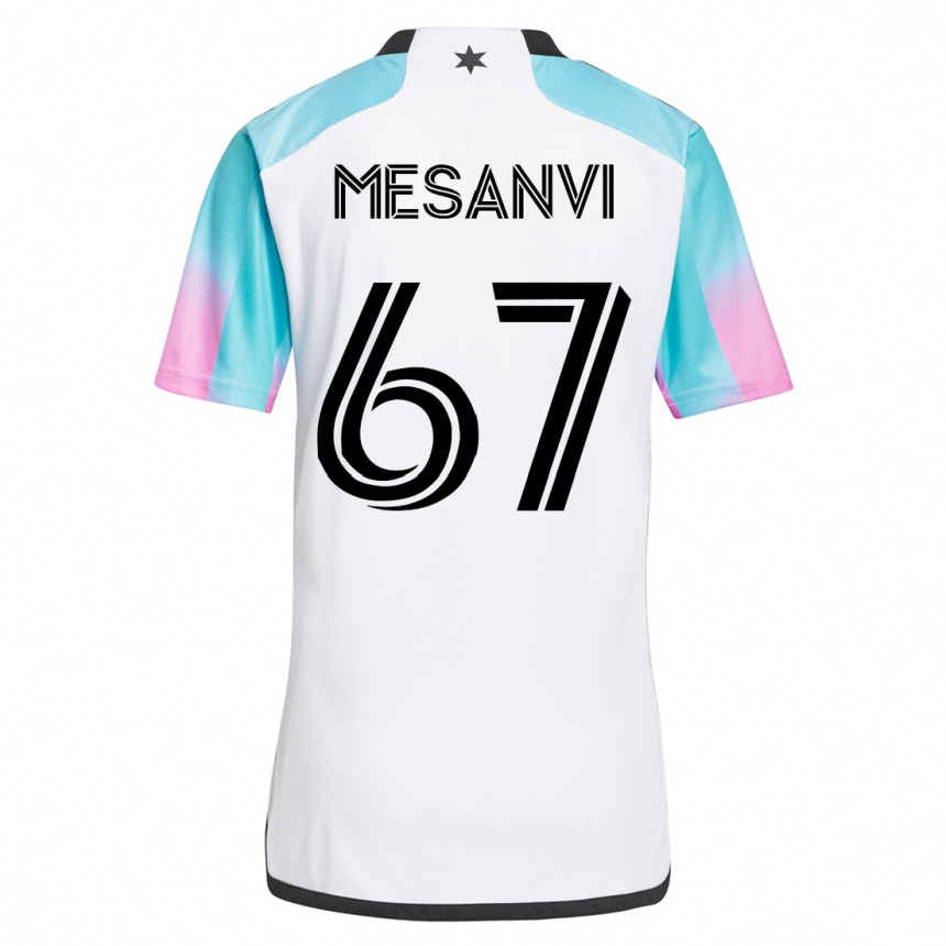 Kinder Fußball Loïc Mesanvi #67 Weiß Auswärtstrikot Trikot 2023/24 T-Shirt Luxemburg