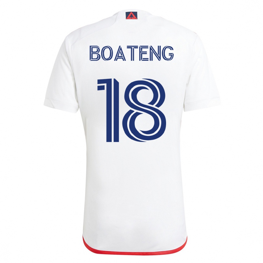 Kinder Fußball Emmanuel Boateng #18 Weiß Rot Auswärtstrikot Trikot 2023/24 T-Shirt Luxemburg