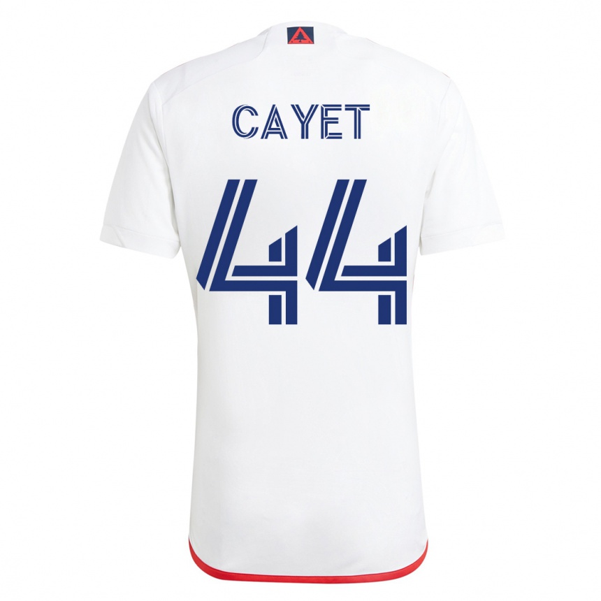 Kinder Fußball Pierre Cayet #44 Weiß Rot Auswärtstrikot Trikot 2023/24 T-Shirt Luxemburg