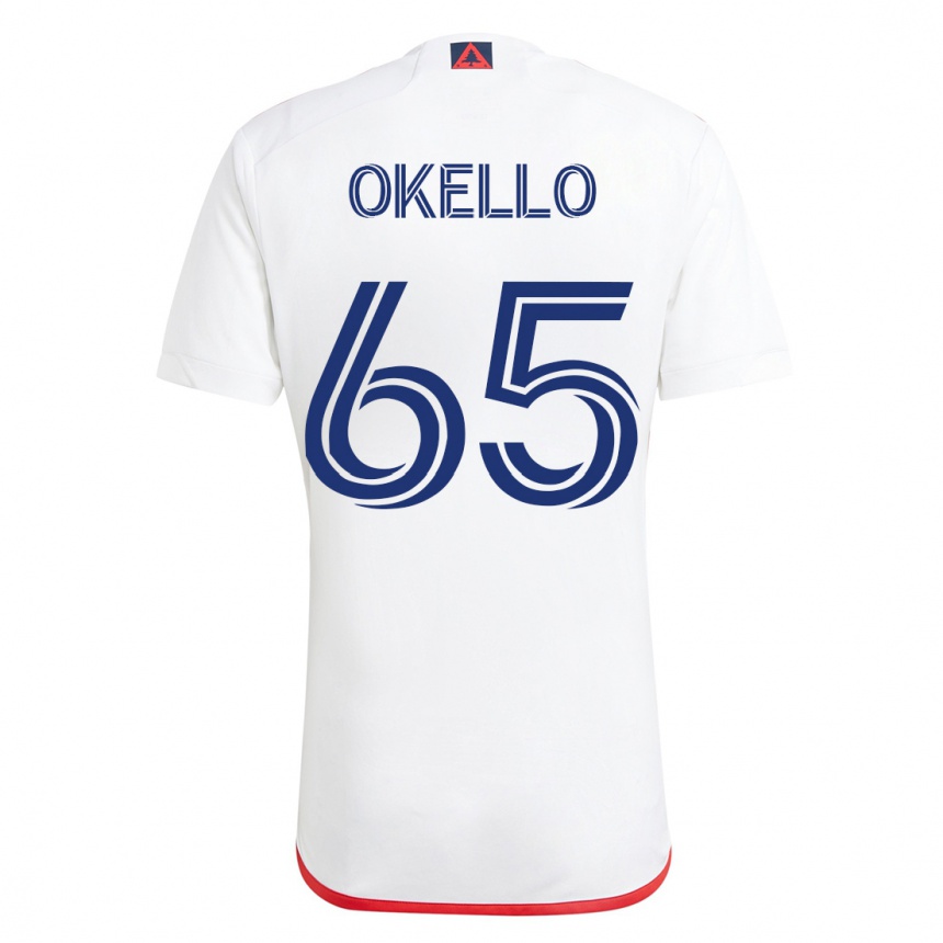 Kinder Fußball Noble Okello #65 Weiß Rot Auswärtstrikot Trikot 2023/24 T-Shirt Luxemburg