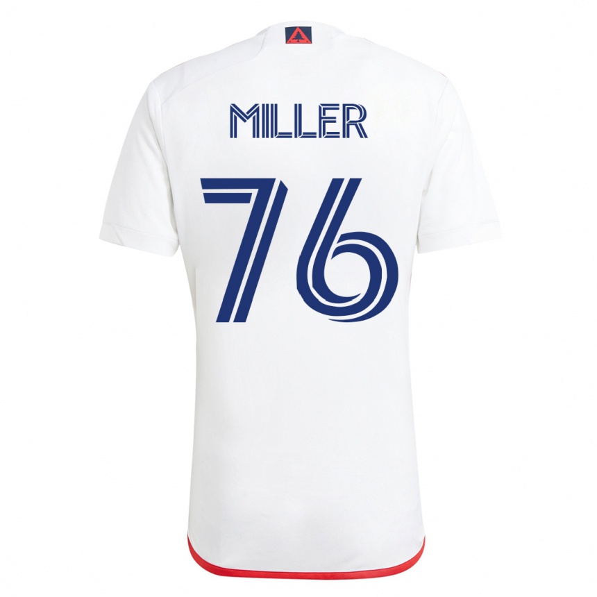 Kinder Fußball Peyton Miller #76 Weiß Rot Auswärtstrikot Trikot 2023/24 T-Shirt Luxemburg
