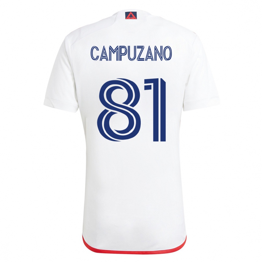 Kinder Fußball Nico Campuzano #81 Weiß Rot Auswärtstrikot Trikot 2023/24 T-Shirt Luxemburg