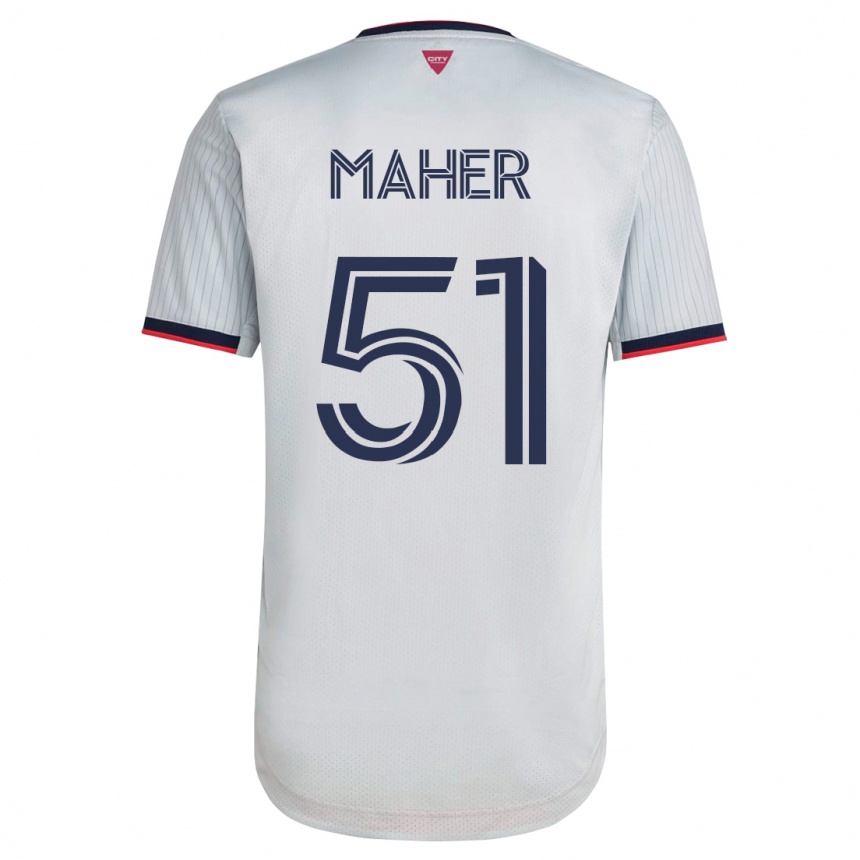 Kinder Fußball Josh Maher #51 Weiß Auswärtstrikot Trikot 2023/24 T-Shirt Luxemburg