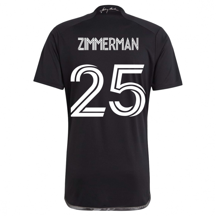 Kinder Fußball Walker Zimmerman #25 Schwarz Auswärtstrikot Trikot 2023/24 T-Shirt Luxemburg