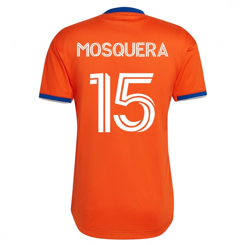 Kinder Fußball Yerson Mosquera #15 Weiß Auswärtstrikot Trikot 2023/24 T-Shirt Luxemburg