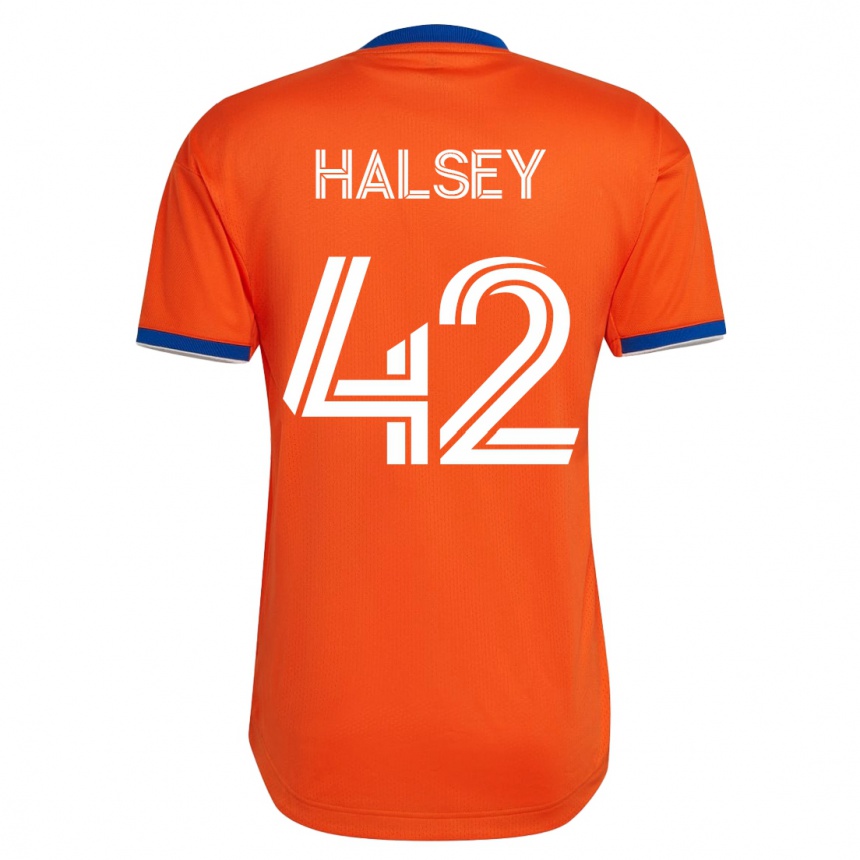 Kinder Fußball Bret Halsey #42 Weiß Auswärtstrikot Trikot 2023/24 T-Shirt Luxemburg