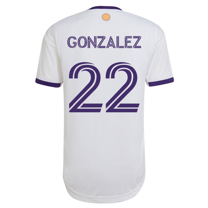 Kinder Fußball Gastón González #22 Weiß Auswärtstrikot Trikot 2023/24 T-Shirt Luxemburg