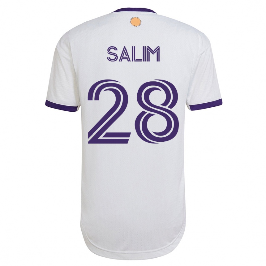 Kinder Fußball Abdi Salim #28 Weiß Auswärtstrikot Trikot 2023/24 T-Shirt Luxemburg