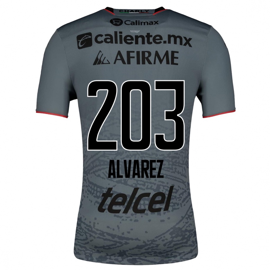 Kinder Fußball Jaime Álvarez #203 Grau Auswärtstrikot Trikot 2023/24 T-Shirt Luxemburg