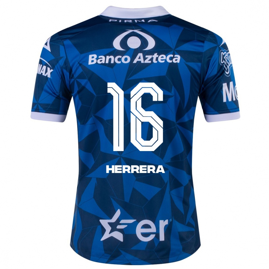 Kinder Fußball Alberto Herrera #16 Blau Auswärtstrikot Trikot 2023/24 T-Shirt Luxemburg