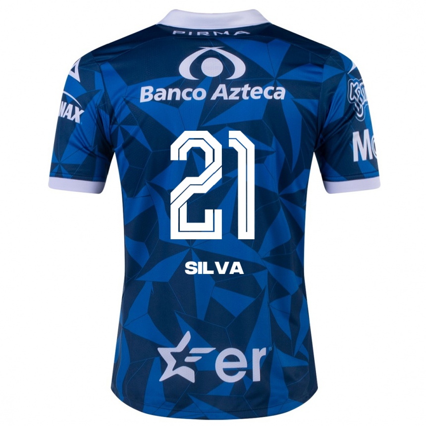 Kinder Fußball Gastón Silva #21 Blau Auswärtstrikot Trikot 2023/24 T-Shirt Luxemburg