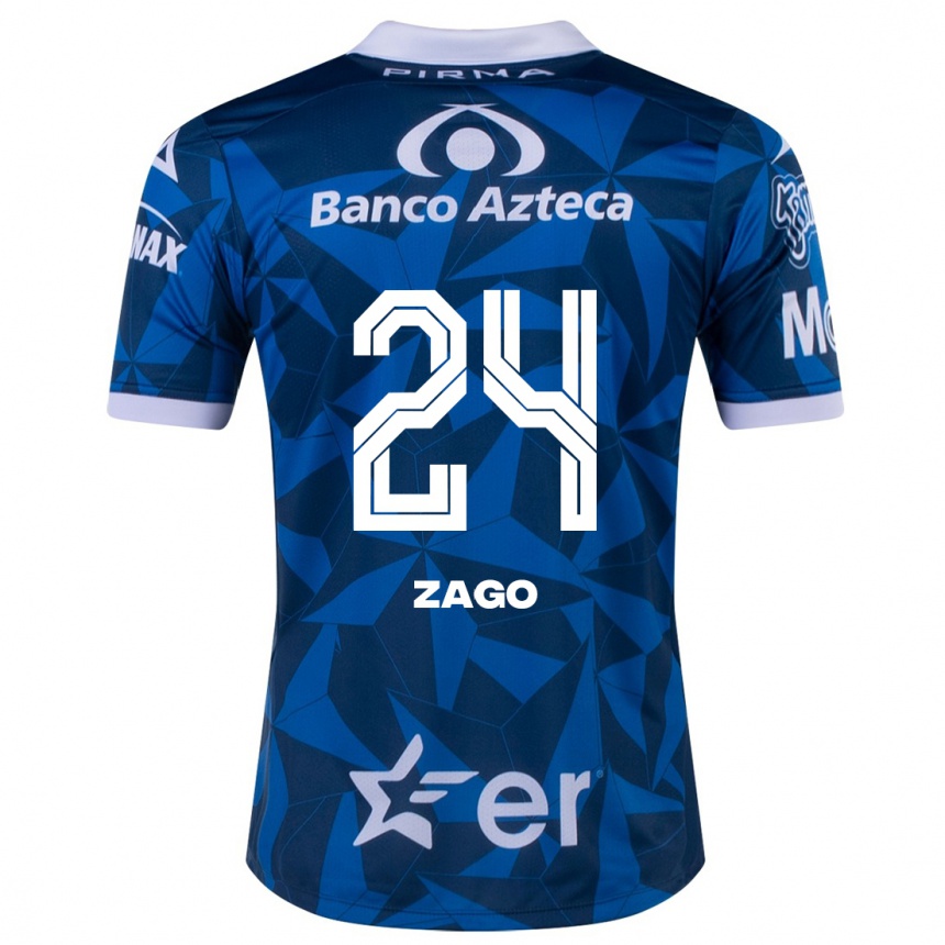 Kinder Fußball Diego Zago #24 Blau Auswärtstrikot Trikot 2023/24 T-Shirt Luxemburg
