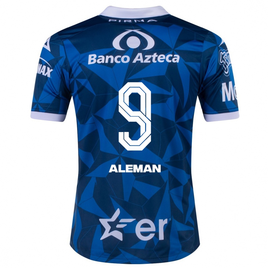 Kinder Fußball Nelly Alemán #9 Blau Auswärtstrikot Trikot 2023/24 T-Shirt Luxemburg