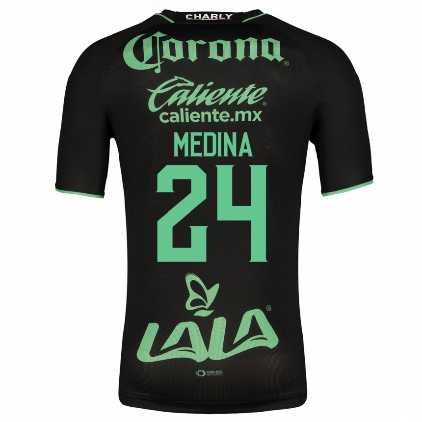 Kinder Fußball Diego Medina #24 Schwarz Auswärtstrikot Trikot 2023/24 T-Shirt Luxemburg