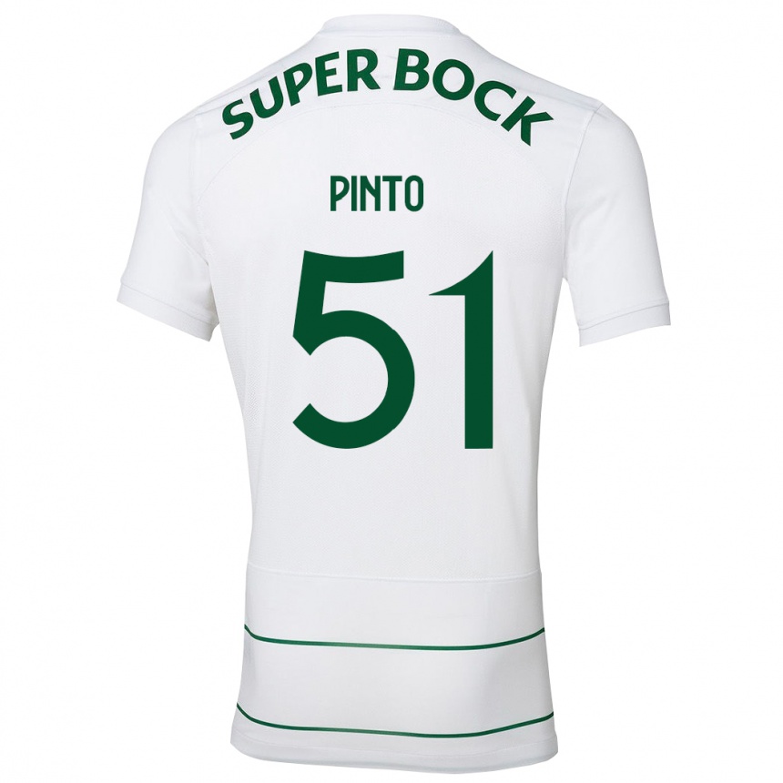 Kinder Fußball Diogo Pinto #51 Weiß Auswärtstrikot Trikot 2023/24 T-Shirt Luxemburg