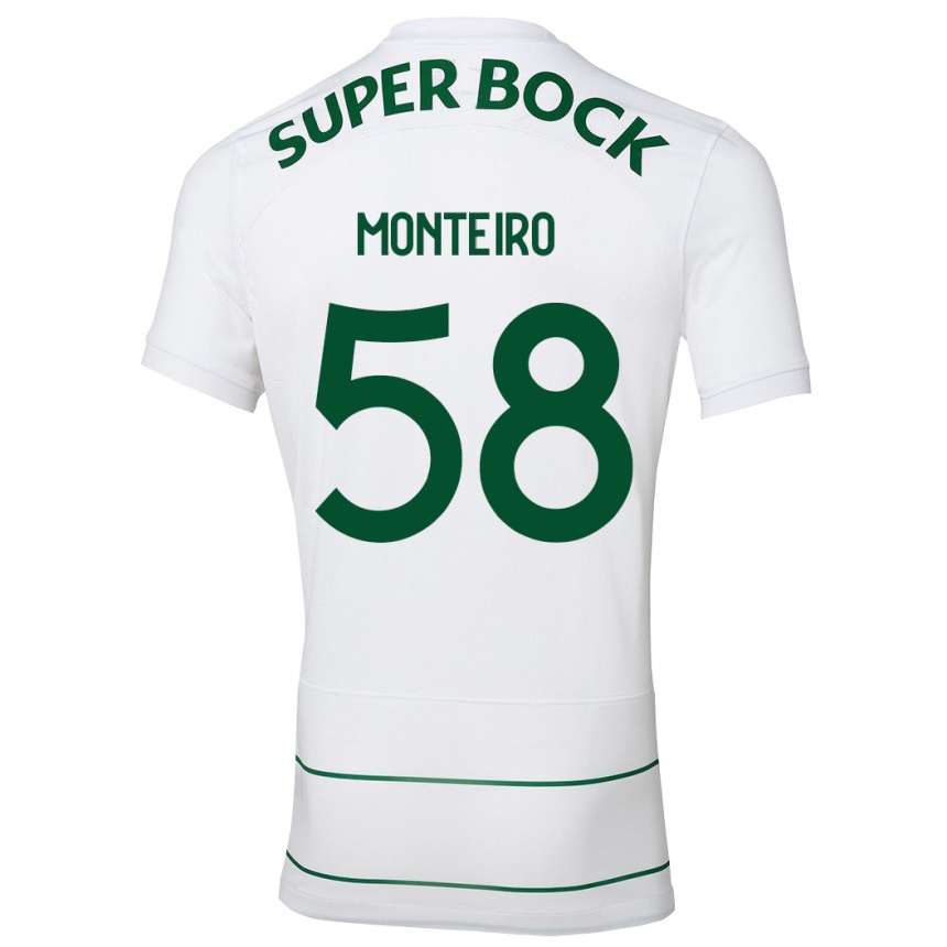 Kinder Fußball David Monteiro #58 Weiß Auswärtstrikot Trikot 2023/24 T-Shirt Luxemburg