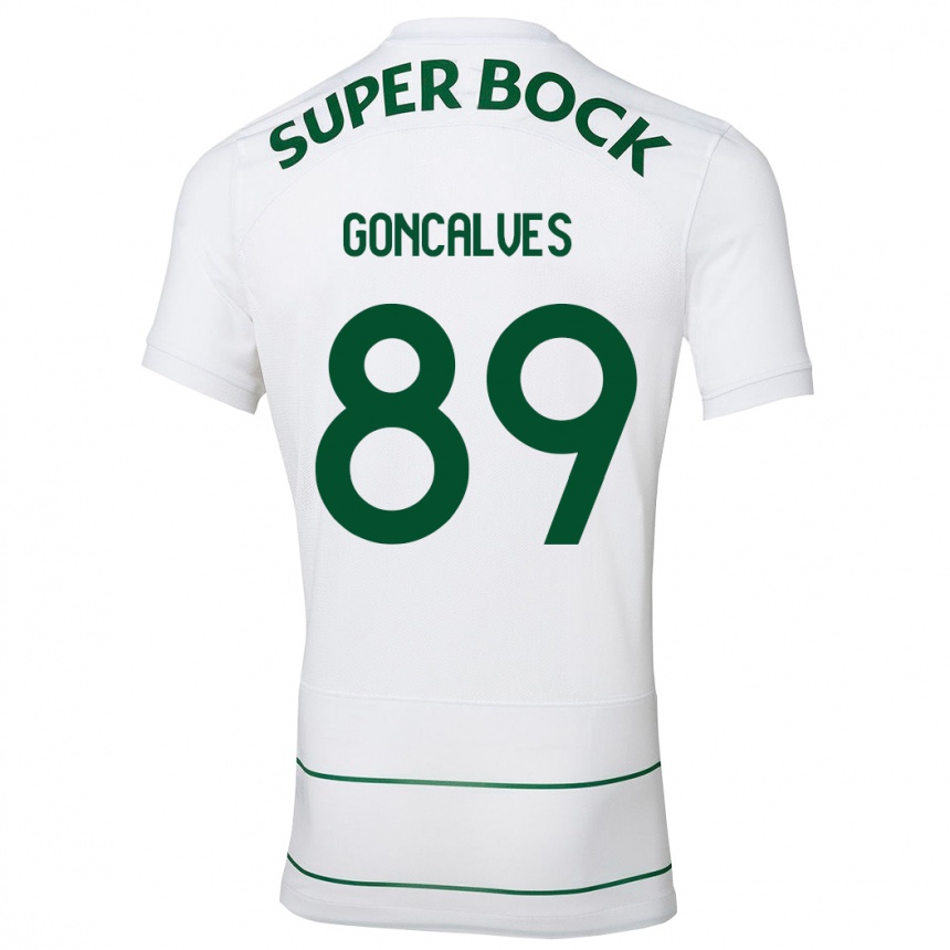 Kinder Fußball André Gonçalves #89 Weiß Auswärtstrikot Trikot 2023/24 T-Shirt Luxemburg