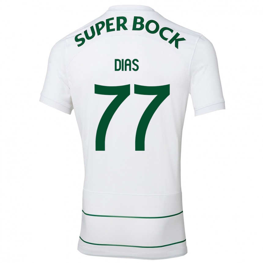 Kinder Fußball Lucas Dias #77 Weiß Auswärtstrikot Trikot 2023/24 T-Shirt Luxemburg