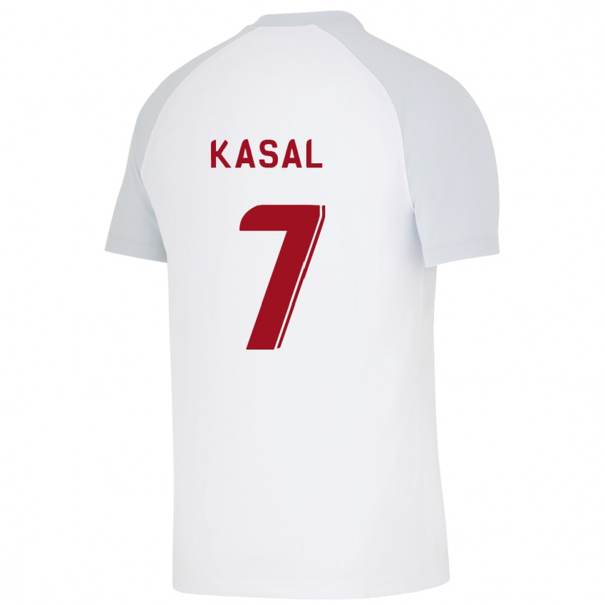 Kinder Fußball Yasin Kasal #7 Weiß Auswärtstrikot Trikot 2023/24 T-Shirt Luxemburg