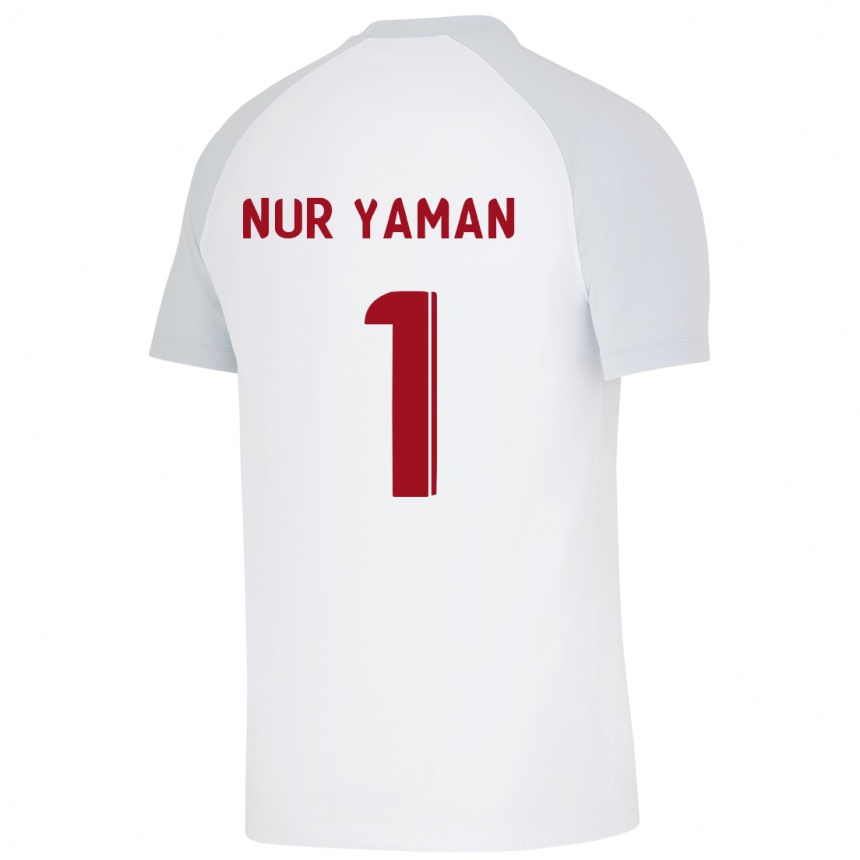 Kinder Fußball Gamze Nur Yaman #1 Weiß Auswärtstrikot Trikot 2023/24 T-Shirt Luxemburg