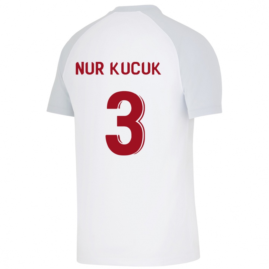 Kinder Fußball Rabia Nur Küçük #3 Weiß Auswärtstrikot Trikot 2023/24 T-Shirt Luxemburg