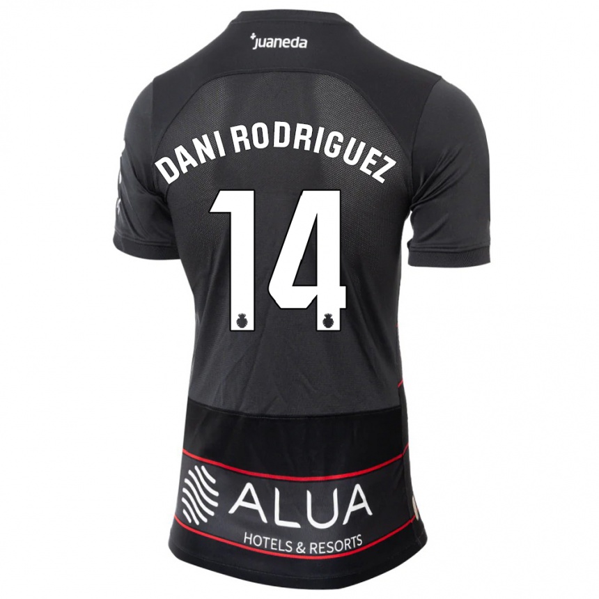 Kinder Fußball Dani Rodríguez #14 Schwarz Auswärtstrikot Trikot 2023/24 T-Shirt Luxemburg