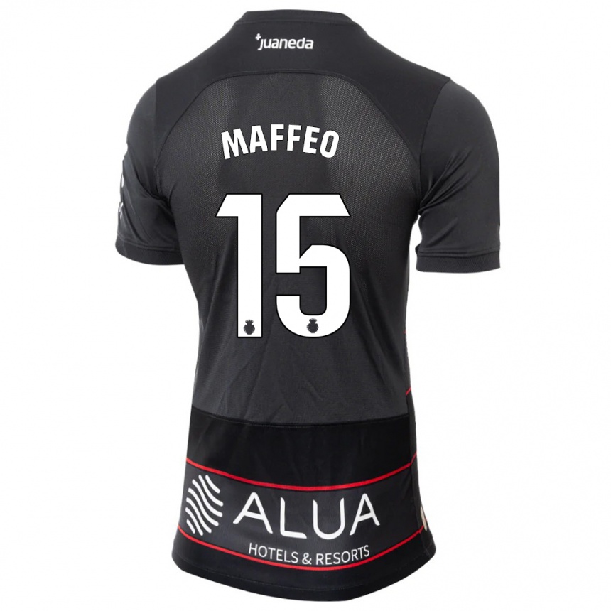 Kinder Fußball Pablo Maffeo #15 Schwarz Auswärtstrikot Trikot 2023/24 T-Shirt Luxemburg